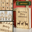 Calendario Avvento di Natale a forma di Libro 22x7x32 cm con Temi natalizi in Legno Bianco-5