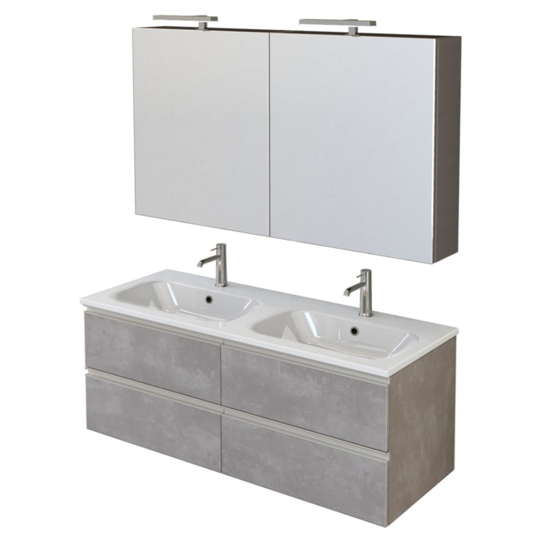 Mobile bagno sospeso 120 cm profondità 51 cm rovere e marmo bianco con  lavabo e specchio 
