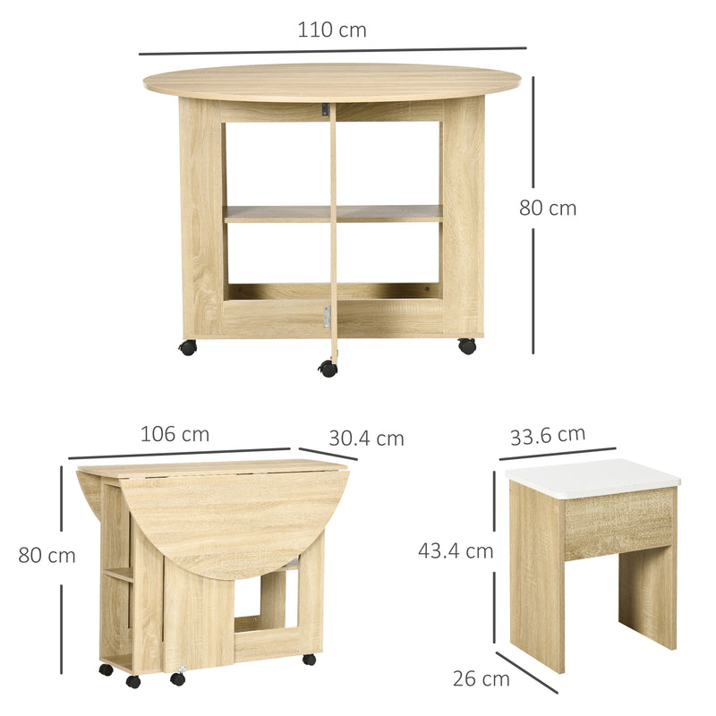 Set di tavolo rotondo Ø 106 cm e 4 sedie da pranzo