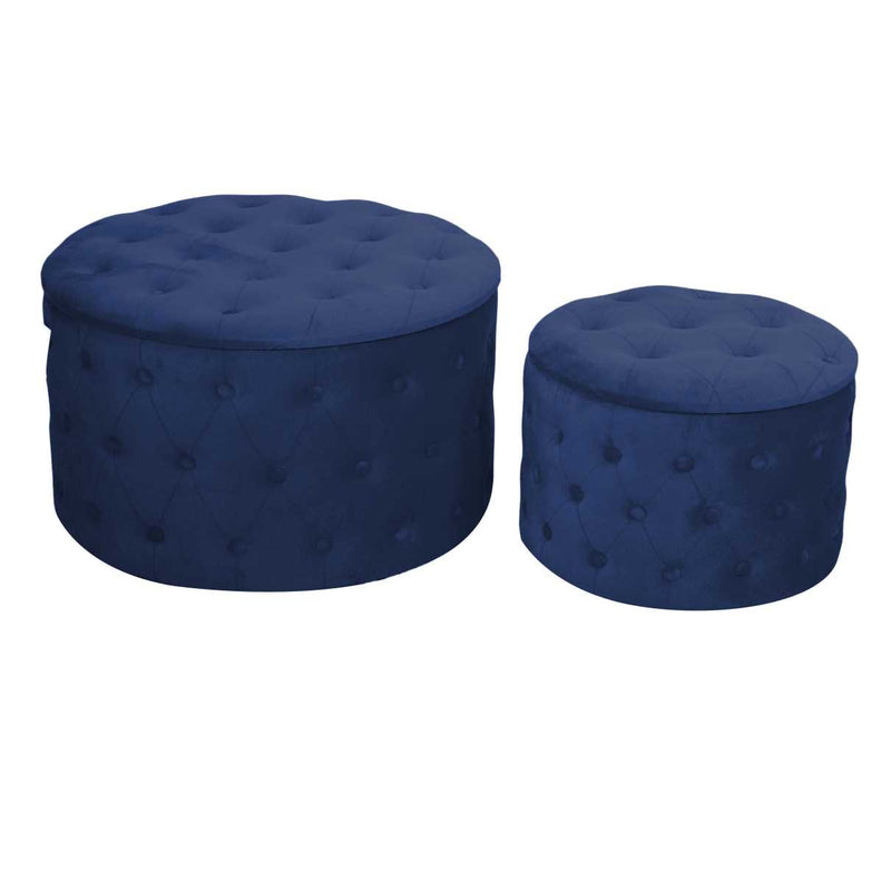 Set 2 Pouf Contenitore Ø50 cm e Ø70 cm in Tessuto Velluto Blu – acquista su  Giordano Shop
