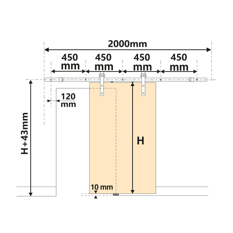 Binario per Porte Scorrevoli con Kit di Accessori 200 cm in Acciaio Emuca Nero-2