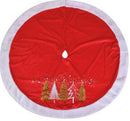 Copri base Albero di Natale in Tessuto con alberi rosso cm Ø120-2