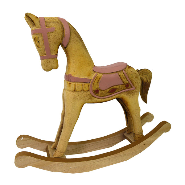 online Cavallo a Dondolo Decorativo in Legno rosa e marrone cm 38x8xh33,5