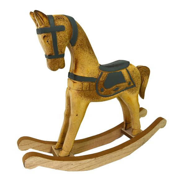 Cavallo a Dondolo Decorativo in Legno verde acqua marrone cm 38x8xh33,5 prezzo