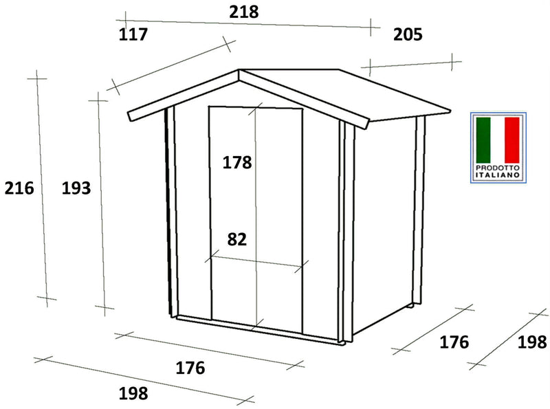 Casetta Box da Giardino per Attrezzi 198x198 cm con Porta Finestrata in Legno Naturale-5