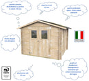 Casetta Box da Giardino per Attrezzi 248x248 cm con Porta Doppia Finestrata in Legno Naturale-4