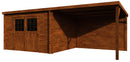 Casetta Box da Giardino per Attrezzi 6,05x2,98m Senza Pavimento con Tettoia in Legno Abete 28mm Eden Trattata-1
