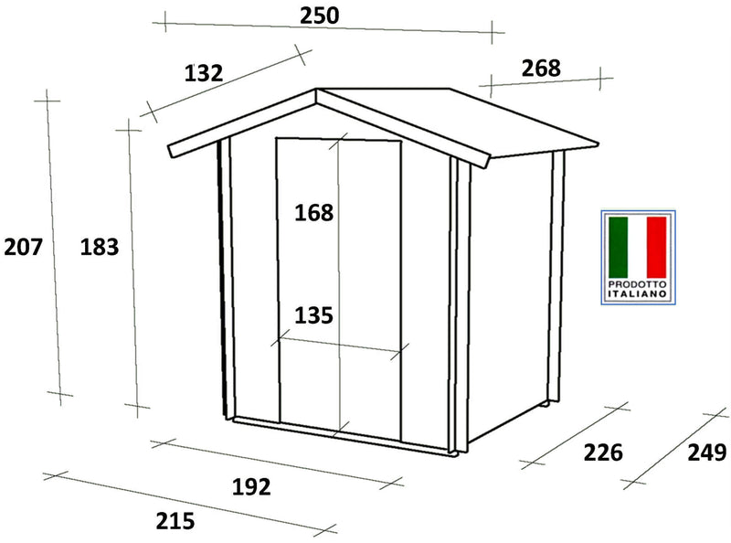 Casetta Box da Giardino per Attrezzi 215x250 cm con Porta Doppia Finestrata in Legno Naturale-5