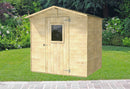 Casetta Box da Giardino per Attrezzi 200x207 cm con Porta Finestrata in Legno Naturale-2
