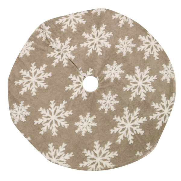 Copri base Albero di Natale in Tessuto fiocchi di neve beige cm Ø107xh1 sconto