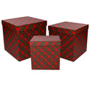 Set 3 Scatole in cartone design scozzese quadrate-1
