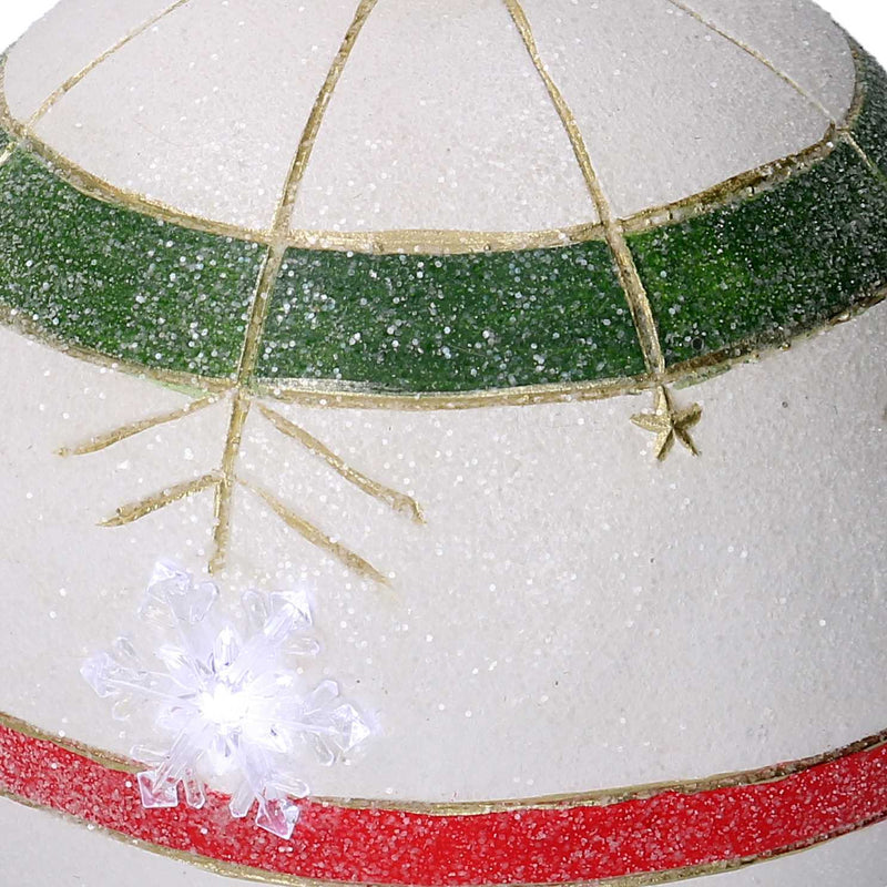 Sfera resina con led fiocco di neve verde e rosso cm Ø24xh25-4