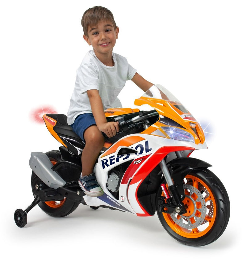 Moto Elettrica per Bambini 12V Repsol Bianca e Arancione-3