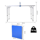 Tavolo Pieghevole da Campeggio 160x80x70 cm con Rete da Ping Pong  Blu-5