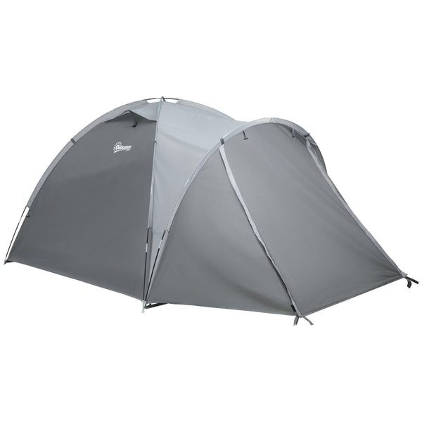 Tenda da Campeggio a Cupola per 2 Persone Estensibile 350x220x145 cm con 4 Porte e 3 Finestre Grigio online