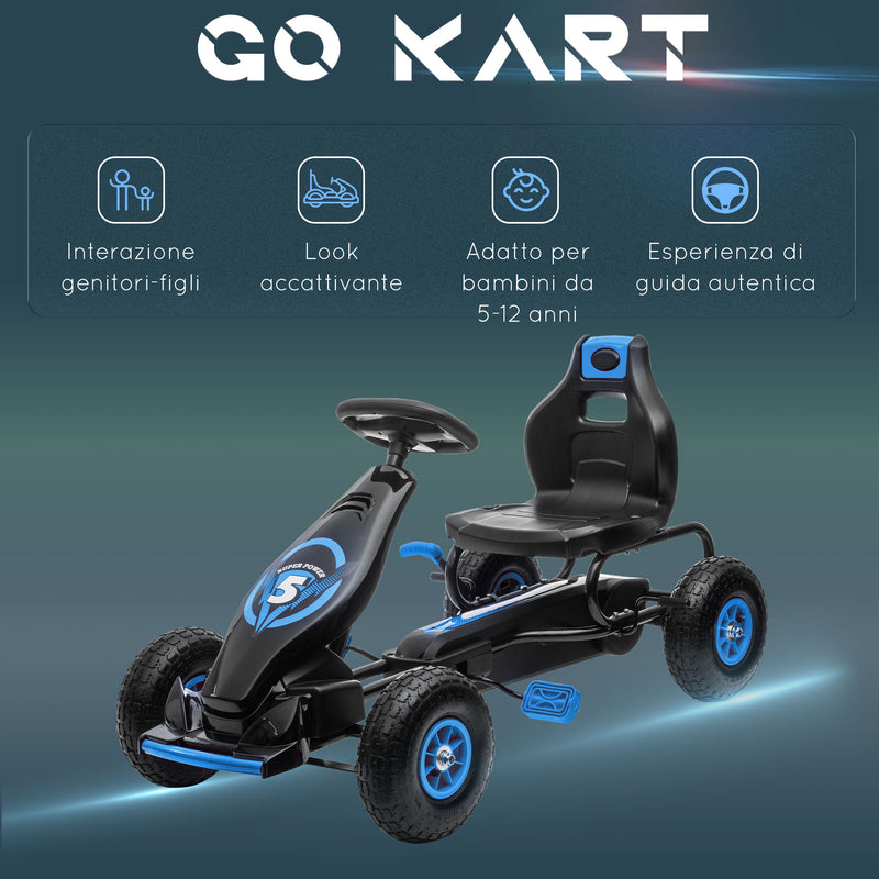 Go-Kart a Pedali per Bambini con Sedile Regolabile Blu-8