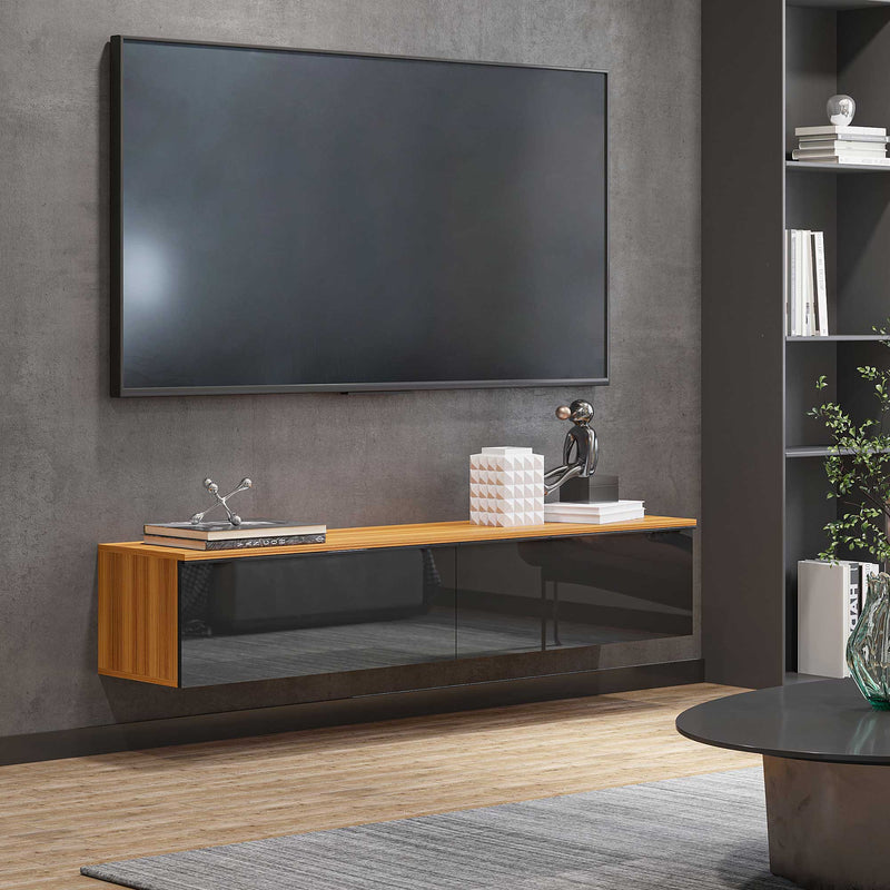 Mobile TV Sospeso 160x35x30 cm in Truciolato Marrone e Nero – acquista su  Giordano Shop