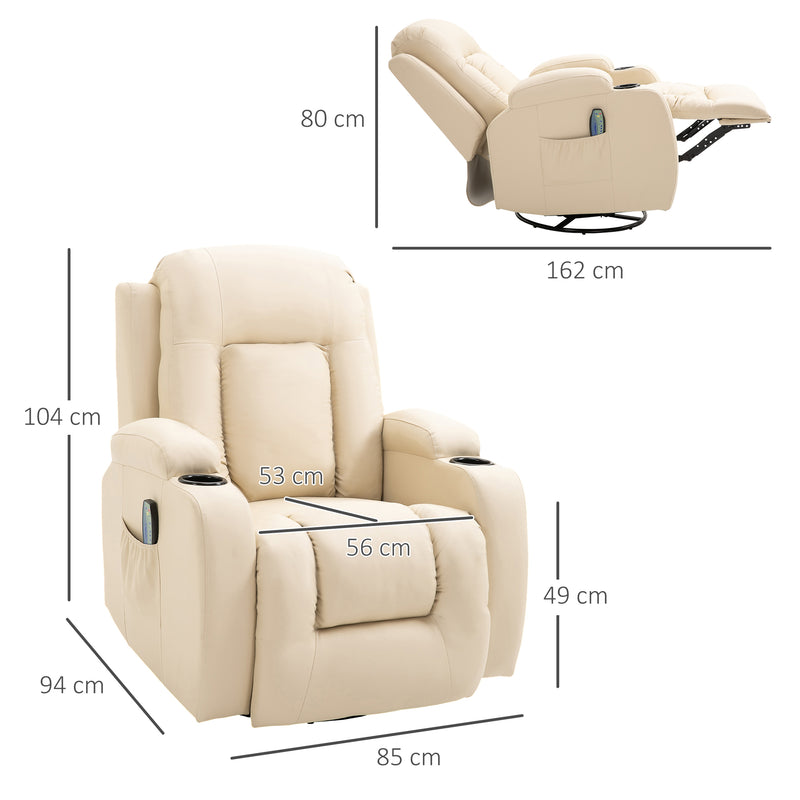 Poltrona Relax Massaggiante in Similpelle in Similpelle Beige-3
