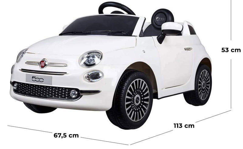 Macchina Elettrica per Bambini 12V con Licenza Fiat 500 Bianca