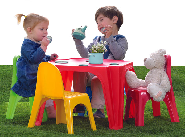 acquista Set Tavolo con 4 Sedie per Bambini in Plastica Multicolore