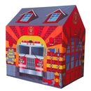 Tenda da Gioco per Bambini 95x72x105 cm Struttura in Plastica Tubolare Pompieri Rosso-1