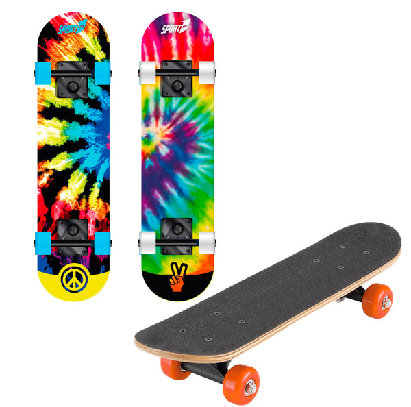 acquista Skateboard con Tavola 80 cm in Legno Concava Hippy Multicolore