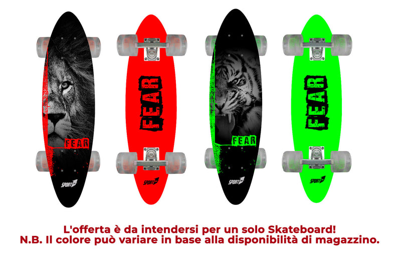 Skateboard con Tavola 61 cm in Legno Fear Rosso Verde-4