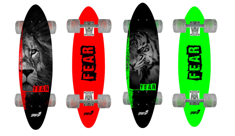 Skateboard con Tavola 61 cm in Legno Fear Rosso Verde-1