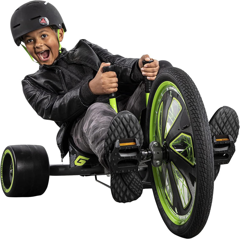 Green Machine Triciclo Go Kart a Pedalata Muscolare 20’’ con Leve Nero e Verde -2