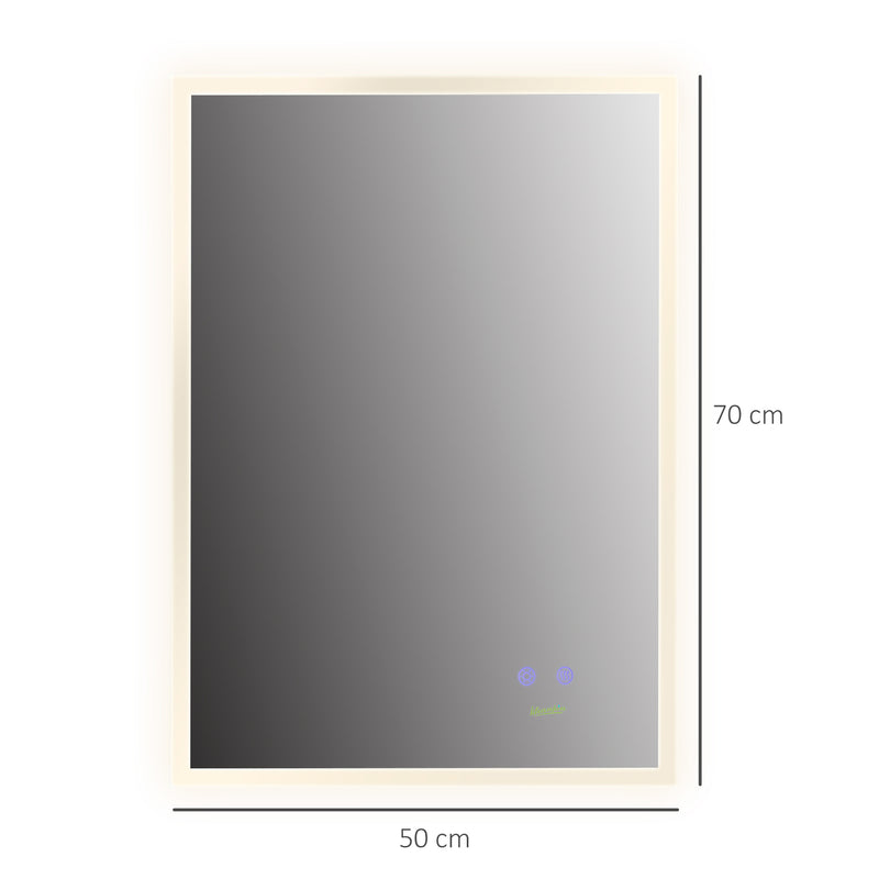 Specchio da Bagno 70x50 cm con Cornice a LED Argento – acquista su Giordano  Shop