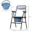 Sedia WC Pieghevole con Vaso Rimovibile per Anziani e Disabili in Tubi di Ferro e Plastica 52x50x75 cm -3