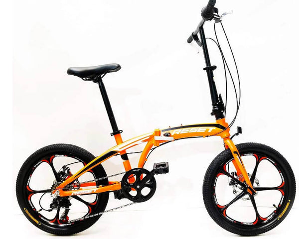 Bicicletta Pieghevole 20" in Alluminio Ruote in Lega Arancio Fluo online