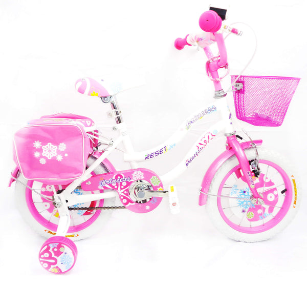 acquista Bicicletta per Bambina 12" 2 Freni con Cestino e Borse Laterali Bianca e Rosa