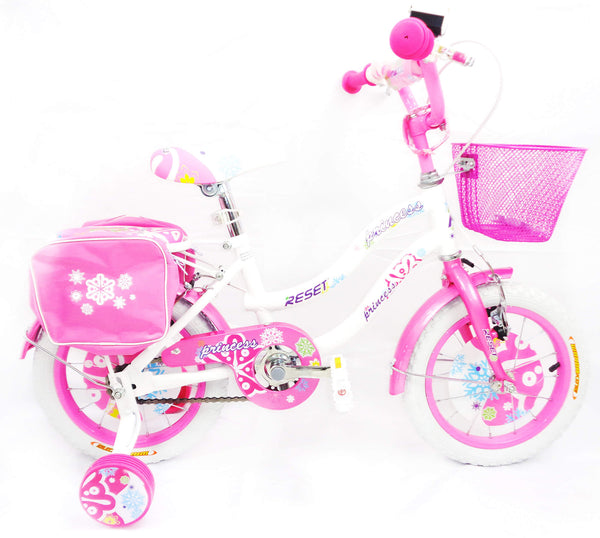 Bicicletta per Bambina 14" 2 Freni con Cestino e Borse Laterali Bianca e Rosa sconto