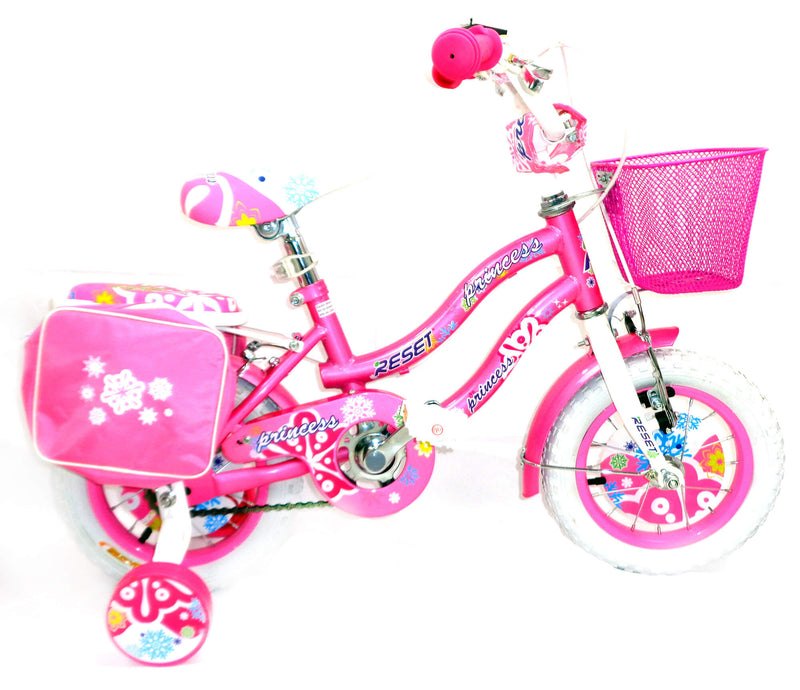 Bicicletta per Bambina 14" 2 Freni con Cestino e Borse Laterali Rosa-1