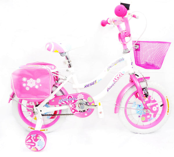 Bicicletta per Bambina 16" 2 Freni con Cestino e Borse Laterali Bianca e Rosa prezzo