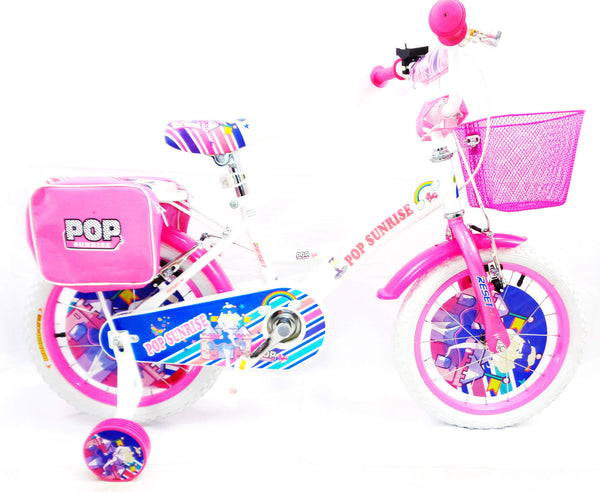 online Bicicletta per Bambina 12" 2 Freni con Cestino e Borse Laterali Bianca e Rosa