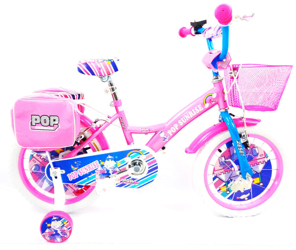 Bicicletta per Bambina 12" 2 Freni con Cestino e Borse Laterali Rosa e Bianca prezzo