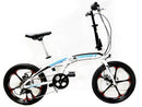 Bicicletta Pieghevole 20" in Alluminio Ruote in Lega Bianco e Azzurro-1
