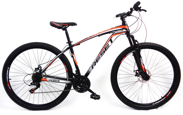 acquista Bicicletta Mountain Bike MTB Ragazzo 29" 21V in Acciaio Nero e Rosso Fluo
