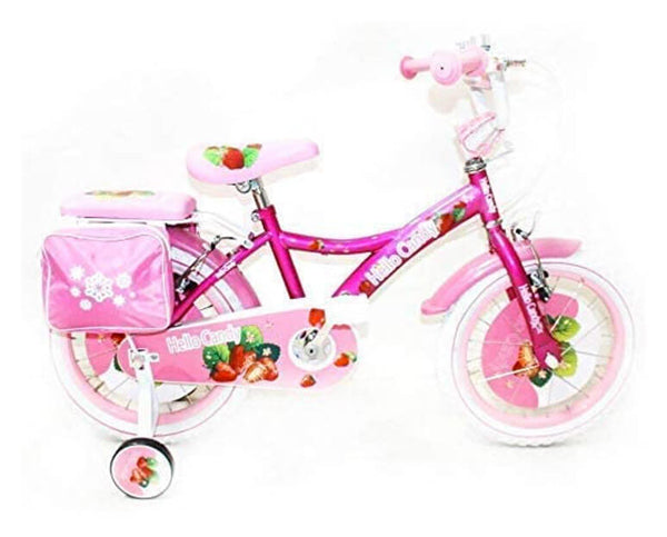 Bicicletta per Bambina 14" 2 Freni con Cestino e Borse Laterali Fuxia prezzo