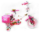 Bicicletta per Bambina 12" 2 Freni con Cestino e Borse Laterali Bianca-1