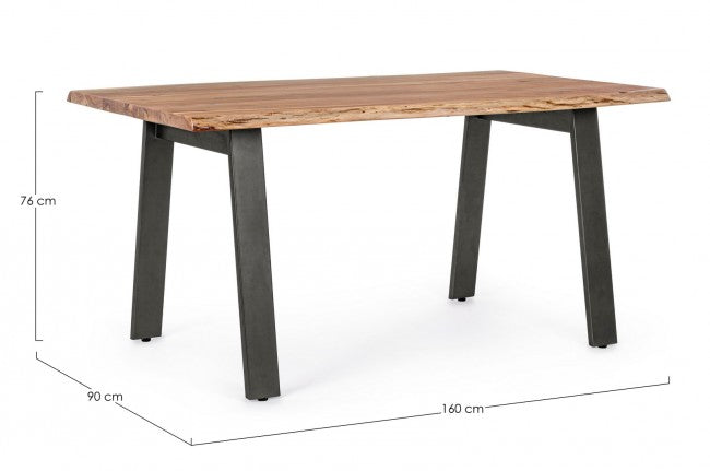 Tavolo da Giardino 160x90x76 cm in Acciaio e Legno-2