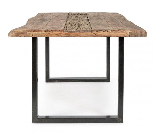 Tavolo da Pranzo 180x90x77 cm in Acciaio e Legno-4