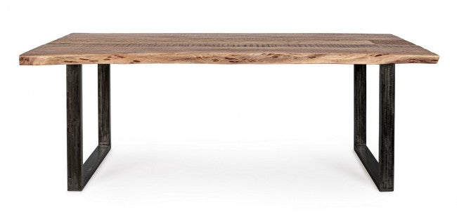 Tavolo da Pranzo 220x100x77 cm in Acciaio e Legno-3