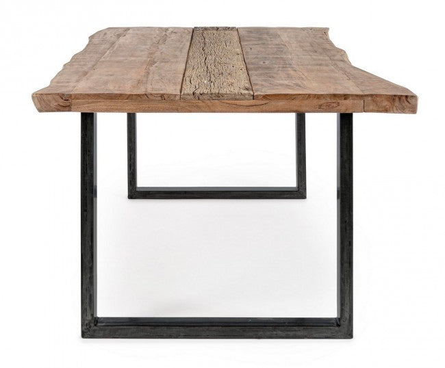 Tavolo da Pranzo 220x100x77 cm in Acciaio e Legno-4