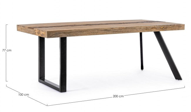 Tavolo da Pranzo 200x100x77 cm in Acciaio e Legno-2