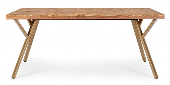 Tavolo da Pranzo 180x90x76 cm in Acciaio e Legno-3