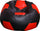 Poltrona a Sacco Pouf Ø100 cm in Similpelle Baselli Pallone da Calcio Nero e Rosso