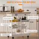 Carrello da Cucina con Cassetti e Portabottiglie Legno e Bianco -4